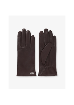 Womens Boss Branded Leather Gloves
