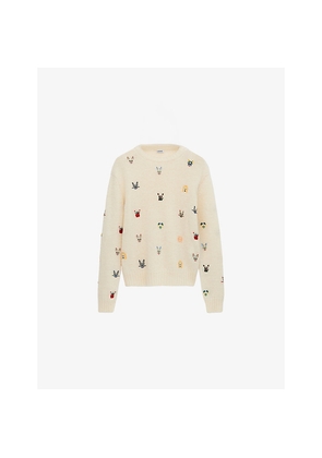 Womens Loewe Patterned Long-Sleeve Wool Blend Jumper
