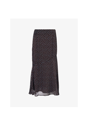 Womens Amy Lynn Chiffon Polkadot Asym Maxi Skirt