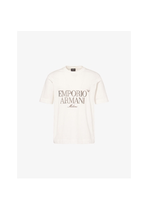 Mens Emporio Armani Brand-Embroidery Relaxed-Fit Cotton-Jersey T-Shirt