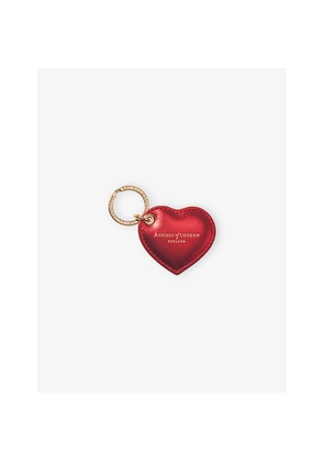 Womens Aspinal Of London Heart Small Logo-Embossed Leather Keyring