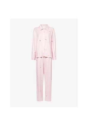 Womens Treats Soft Launch Gingham-Print Stretch-Cotton Pyjamas