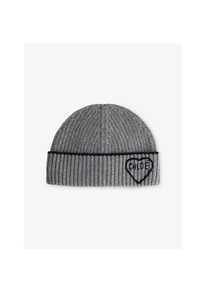Chloe Heart Knitted Wool and Cashmere Blend Beanie