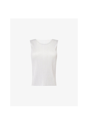 Womens Pleats Please Issey Miyake Slim-Fit Sleeveless Knitted Top