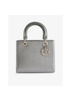 Womens Reselfridges Pre-Loved Medium Metallic Patent Microcannage Lady Dior Leather Top-Handle Bag