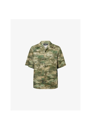 Mens Amiri Quad Camoflage Short-Sleeve Woven Camp Shirt