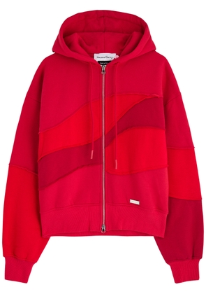 House OF Sunny Landscape Panelled Hooded Cotton-blend Sweatshirt - Red - L (UK14 / L)