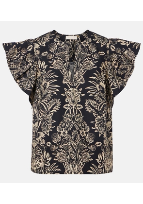 Ulla Johnson Severine printed cotton poplin top