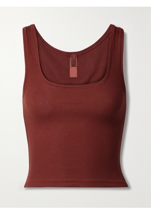 SKIMS - Cropped Ribbed Stretch-cotton Jersey Tank - Sangria - Burgundy - XXS,XS,S,M,L,XL,2XL,3XL,4XL