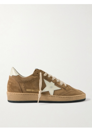 Golden Goose - Ball Star Distressed Leather-trimmed Suede Sneakers - Neutrals - IT35,IT36,IT37,IT38,IT39,IT40,IT41,IT42