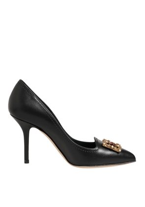 Dolce & Gabbana Black Leather DG Amore Heels Pumps Shoes - EU35/US4.5
