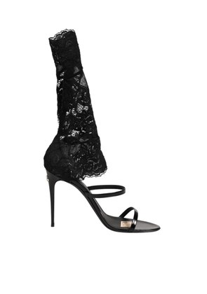 Dolce & Gabbana Black Floral Lace Heels SANDALS Shoes - EU41/US10.5