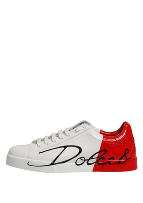 Dolce & Gabbana White Red Portofino Low Top Men Sneakers Shoes - EU44/US11