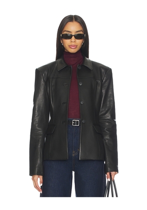 EAVES x Coco Aina Leather Cinched Jacket in Black. Size L. Also in M, S, XS, XXS.