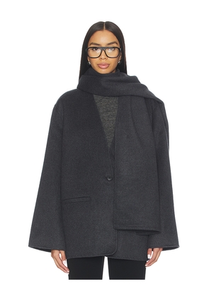 EAVES x Coco Ragni Wool Scarf Jacket in Charcoal. Size M/L. Also in XS/S.