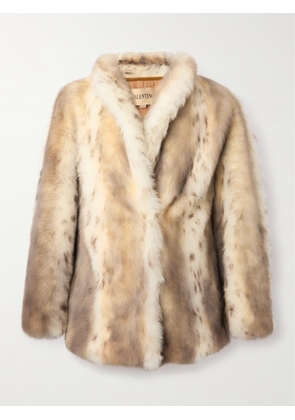Valentino Garavani - Printed Shearling Coat - Neutrals - IT38,IT42