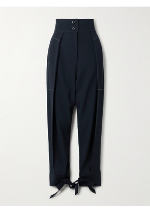 Sharon Wauchob - Arch Topstitched Paneled Pleated Wool-twill Tapered Pants - Blue - FR 34,FR 36,FR 38,FR 40,FR 42