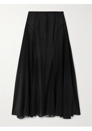 Sharon Wauchob - Jay Asymmetric Pleated Silk-voile Skirt - Black - FR 34,FR 36,FR 38,FR 40,FR 42