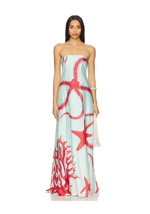 Muma World Ursa Strapless Maxi Dress in Baby Blue,Red. Size M. Also in XS.