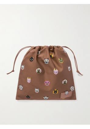 LOEWE - + Louis Wain Leather-trimmed Printed Cotton-twill Pouch - Neutrals - One size