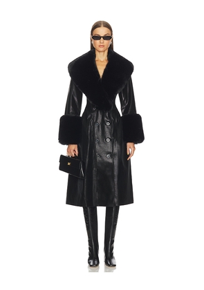 LOBA Juliette Faux Leather Coat in Black. Size L. Also in M, S, XL.