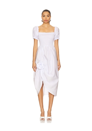 Sleeper Brigitte Cotton Dress With Rose Detail in White. Size M. Also in S.