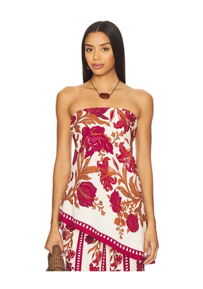 ROCOCO SAND Asymmetrical Strapless Top in Burgundy. Size M. Also in L, XS.