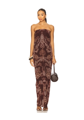 ROCOCO SAND Off Shoulder Maxi Dress in Brown. Size M. Also in S, XS.
