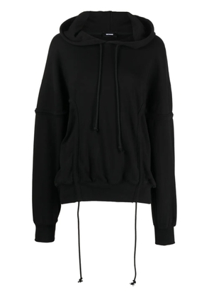 We11done ruched knitted cotton hoodie - Black
