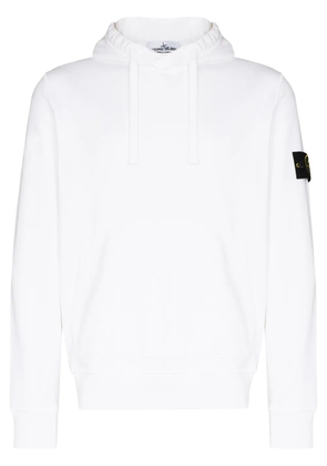 Stone Island logo-patch cotton hoodie - White
