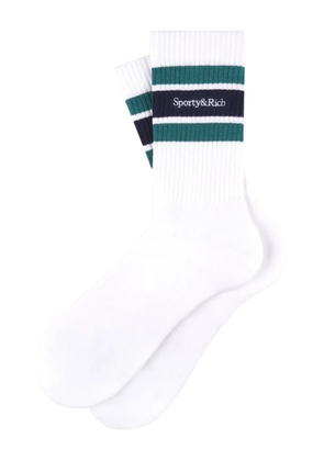 Sporty & Rich stripe-logo socks - White