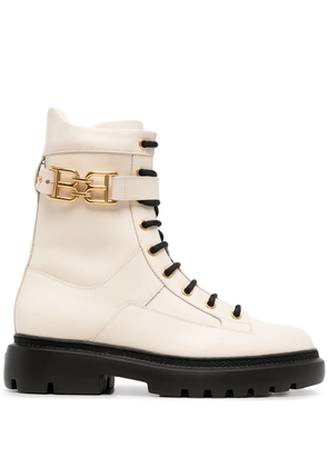 Bally lace-up leather boots - White