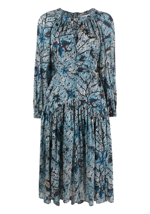Ulla Johnson Helia batik cut-out midi dress - Blue