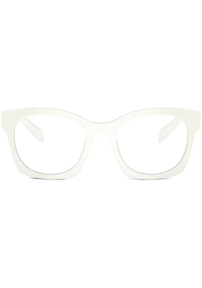 Prada Eyewear logo-lettering D-frame glasses - White