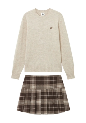 b+ab embroidered plaid skirt - Neutrals