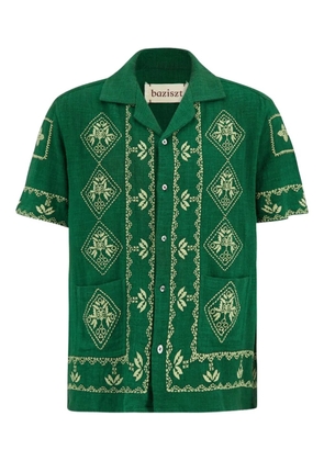 Baziszt Mexican button-down embroidered shirt - Green