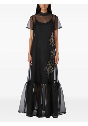 STAUD Calluna embellished-detail ruffled maxi dress - Black