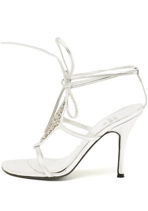 Stuart Weitzman 95mm rhinestone-embellished ankle-strap sandals - Silver