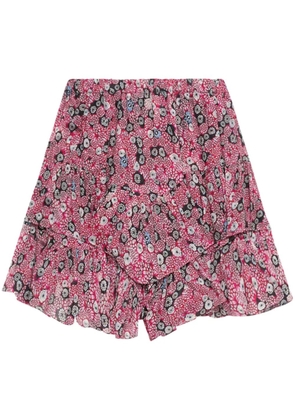 MARANT ÉTOILE Jocadia abstract-print ruffled shorts - Pink