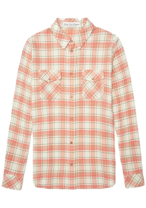 GOD'S TRUE CASHMERE check-print cashmere overshirt - Orange