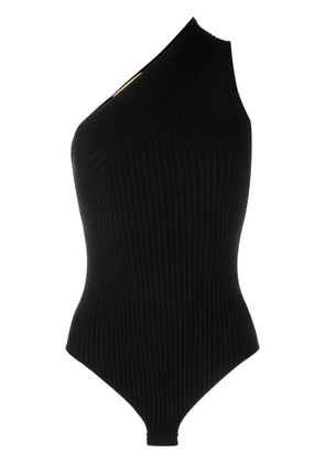 AERON ribbed-knit asymmetric bodysuit - Black