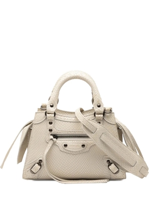 Balenciaga Pre-Owned 2021 Mini Python Embossed Calfskin Neo Classic City satchel - White