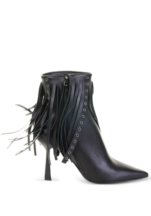 Chantal 90mm fringed-detail leather ankle boots - Black