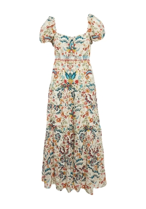 alice + olivia Pre-owned puff-sleeve floral-print maxi dress - White