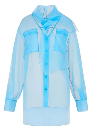 Giorgio Armani scarf-detail organza shirt - Blue