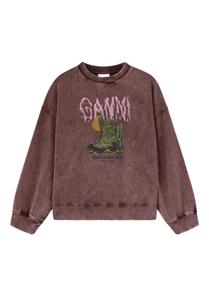GANNI graphic-print sweatshirt - Brown