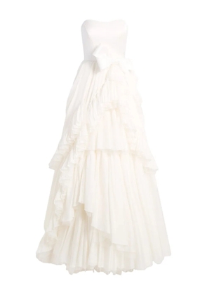 Jenny Packham Antonia ruffled bow dress - White