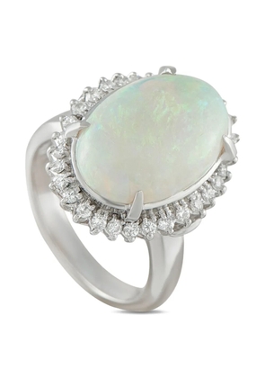 LB Exclusive platinum diamond and opal ring - Silver