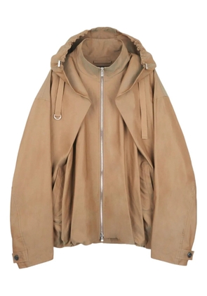 JiyongKim draped hooded jacket - Neutrals