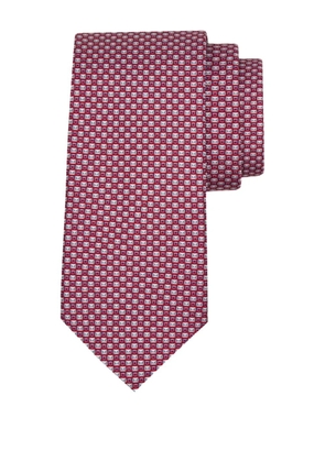 Ferragamo letter print silk tie - Red